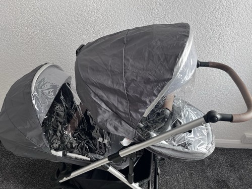 Grey black double pushchair - grey/black,